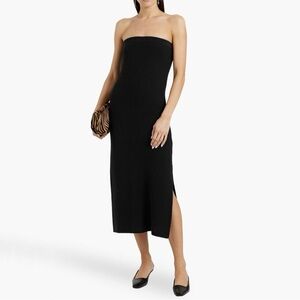 NWT By Malene Birger Akari Strapless Rib Knit Midi Maxi Dress Black Large AS IS